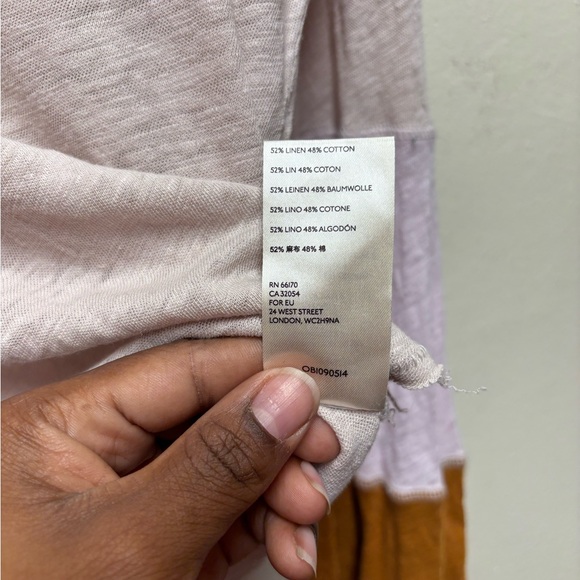 Free People Large Spread Your Wings Colorblock Bell Sleeve Tee Top Xs Linen - Picture 4 of 7